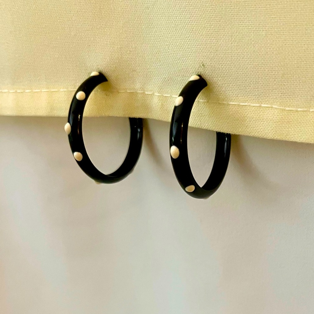Black and White Polka Dot Hoop Earrings